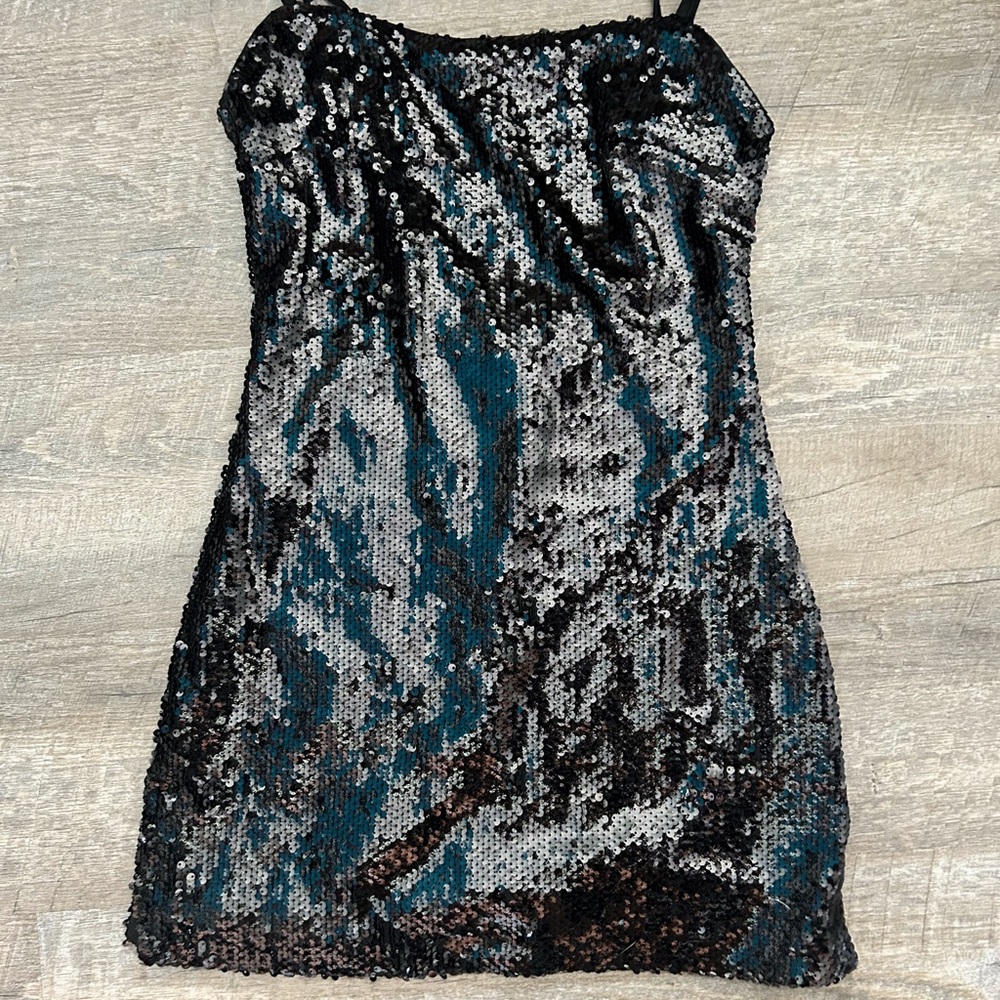 Princess Polly Black and Silver Sequin Mini Dress